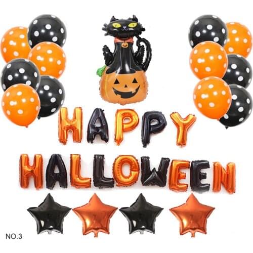 5 sets Happy Halloween Balloons Set Halloween Party Decorations Charm Foil Balloon Pumpkin Cat Bat Paper Tassels Wholesale X2