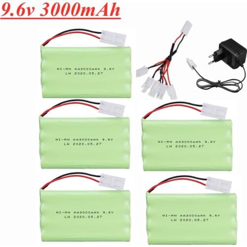 9.6v 3000mAh Ni-MH Rechargeable Battery + Charger Set For Rc toys Car Boat Tank Robots Gun AA NiMH 9.6v 2400mAh Battery Pack