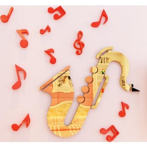 Sax Music Classroom Acrylic 3D wall stickers Childrens room art wall decor Kindergarten Cartoon waterpfoof wall stickers