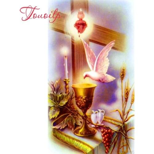 TOUOILP Snow scene 5D Diamond Painting Full Square/Round Drill"Love cross pigeon"3D Embroidery Cross Stitch Mosaic Home Decor