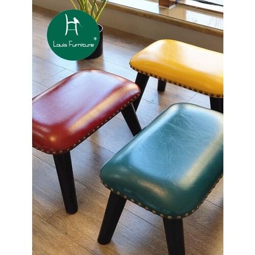 American fashion creative small stool household adult leather stool tea table bench low stool shoe stool childrens stool