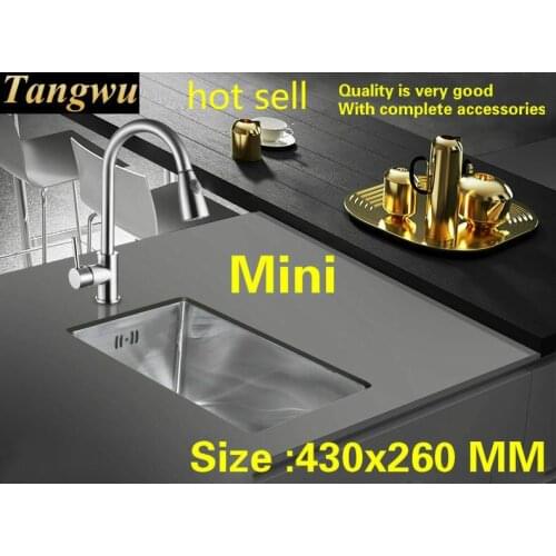 Free shipping Household luxury vogue small kitchen manual sink single trough food grade 304 stainless steel hot sell 43x26 CM