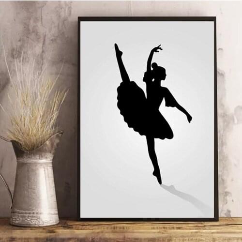 Black and White Wall Art Ballerina Pictures Modern Abstract Painting Ballet Dance Paintings Wall Decorations Living Room