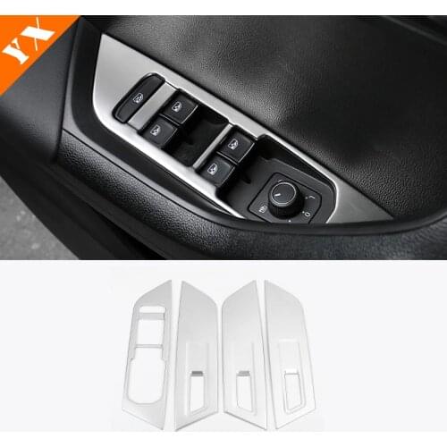 Stainless Sliver Decor interior accessories Car armrest door Window Lift Air condition USB Switch Read For Skoda Karoq 2017 2018