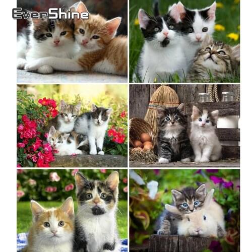 Evershine Diamond Painting Animal Diamond Embroidery Beads Cat Wall Decoration Diamond Mosaic Crystal Gift Sale Cross Stitch Art