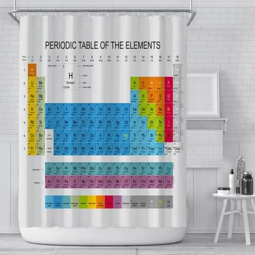 European modern minimalist element periodic table digital printing shower curtain waterproof polyester bathroom decoration