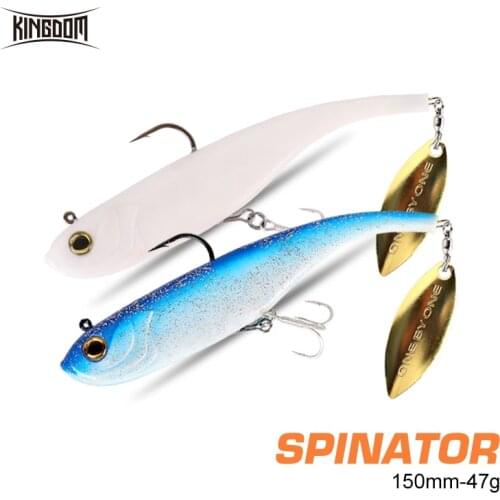Kingdom 3pcs/lot SPINTOR Fishing Lure Set Sinking Artificial Soft Baits 150mm 47g Tail With Spoon Silicone Wobblers Fishing Lure