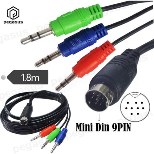1.8 Meters Mini DIN 9-Pin Male to DC 3*3.5mm Male Adapter Cable For Audio Receivers Monitoring Equipment