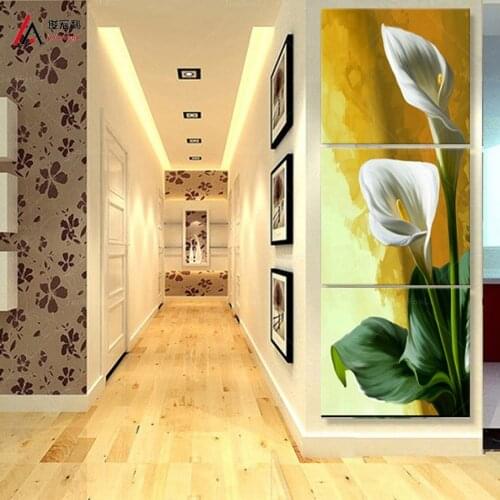 Vertical forms 3 Panel Modern Printed Calla Flower Painting Picture Canvas Art Home Decor Wall Pictures For Living Room modular