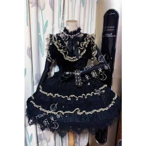 [Customized] Anime Game Arknights Amiya Concert Gorgeous Black Lolita Dress Cosplay Costume Halloween Party Uniform For Women