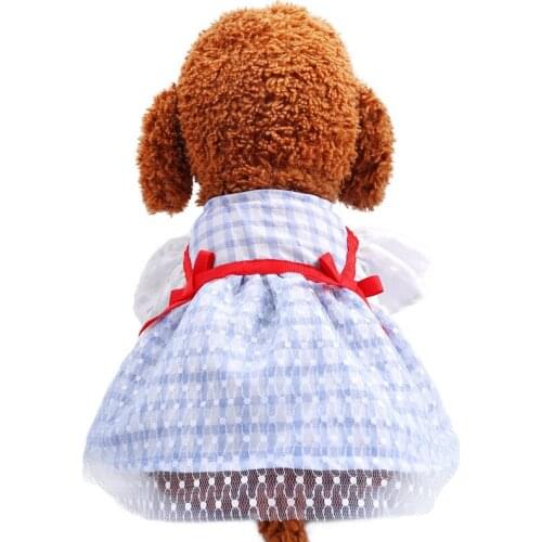 Dog Lace Tullle Dress Pet Dog Clothes for Small Dogs Party Birthday Wedding Bow Knot Dress Ball Gown Puppy Costume Plaid Dresses