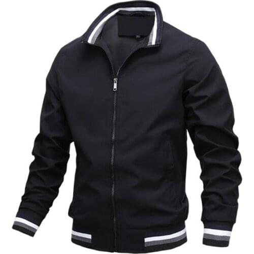 Mens Sports Jacket Spring/Autumn 2020 Solid color stand collar men coats Casual plus size mens clothes Fashion Men jacket