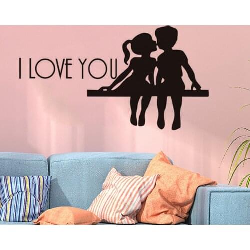 Love Valentines Day Couple Romantic Kiss Fondness Happy Wall Stickes INS Style Two People Vinyl Interior Wall Decor