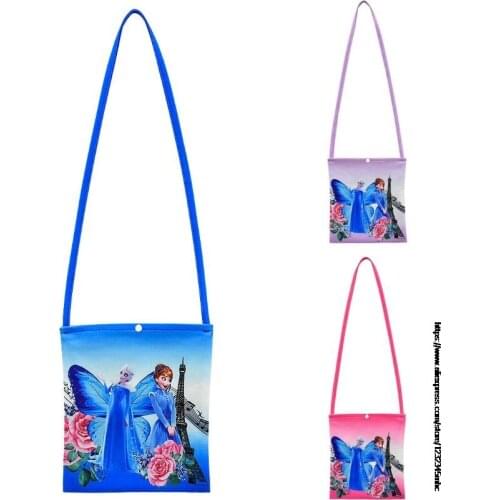 Disney Fashion Casual Cartoon Frozen Elsa Shoulder Messenger Bag Sky Anna Print Bag Travel Crossbody Bags for Teenage Girl