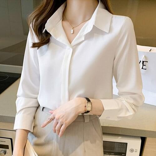 Fashion Chiffon Shirts Womens Blouse New 2021 Spring Ladies Office Tops Turn-down Collar Elegant Casual Shirts Feminina Blusas