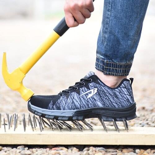 Outdoor Mens Industrial & Construction Breathable Mesh Steel Toe Work Shoes Men Anti-slip Safety Boots Shoes Puncture Proof
