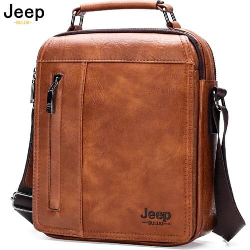 JEEP BULUO Brand Mens Messenger Shoulder Bag High Quality Fashion Split Leather Crossbody Man Bags Big Capacity For 9.7 In iPad