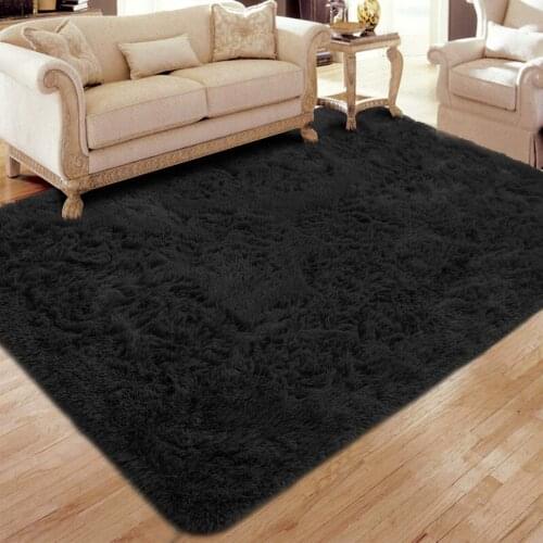 Soft Black Fluffy Area Rugs Living Room Carpet Shag Furry Fur Rug Solid Accent Floor Carpet Modern Boys Girls Plush Nursery Rugs