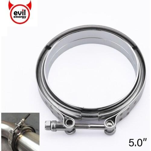 Evil energy 5Inch 127mm V-Band Clamp Kit Male Female Flange Quick Release V Band Clamp For Turbo Exhaust Pipes Exhaust Clamp