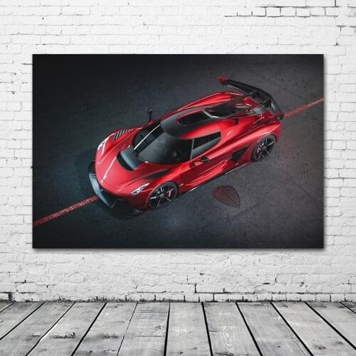 Koenigsegg Jesko Red Sport Car Supercar Wall Art Posters Fabric Canvas Print Paintings for Living Room Decor