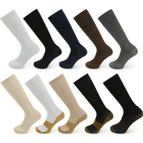 2021 New Quick-drying Elastic Compression Tube Socks Solid Color Men and Women Nylon Sports Running Riding Fall-proof Calf Socks