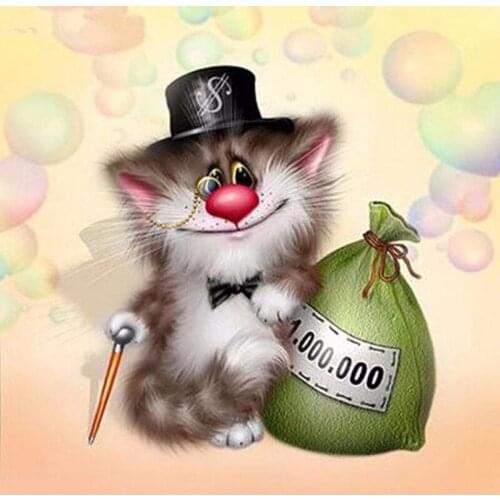 New DIY Diamond Painting Cats Boss 3D DIY Diamond Embroidery Cross Stitch Mosaic Needlework Painting Handwork Cartoon