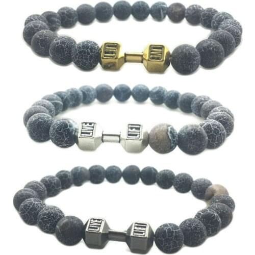 New Design Fashion Bracelet For Women Men LIVE LIFT Written In Dumbbell And Strange Beads Attractive Jewelry Dropshipping
