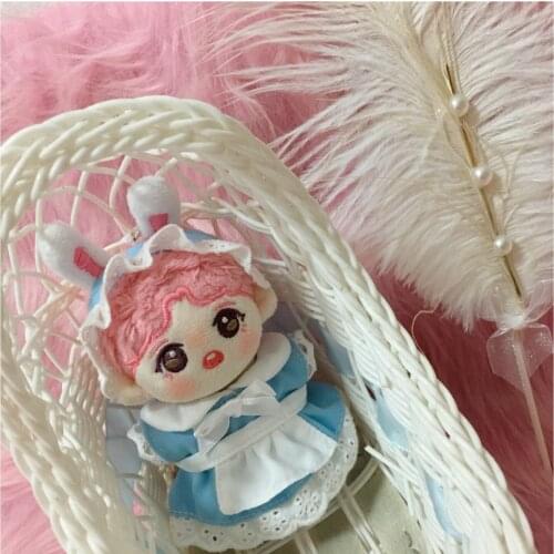 Handmade 10cm Doll Clothes Maid Dress Headband Apron Kpop Plush Dolls Outfit Toys Baby Dolls Accessories Cos Suit