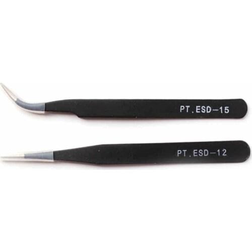 Professional Eyelash Extension Tweezers Black Stainless Steel Anti-Static False Eyelash Tweezer Excellent Closure Makeup Tool