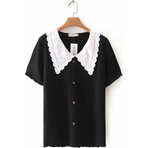 Plus Size XL-4XL Womens False Button Summer Tshirts Casual Slim Tops Oversized Officewear Simple Tee