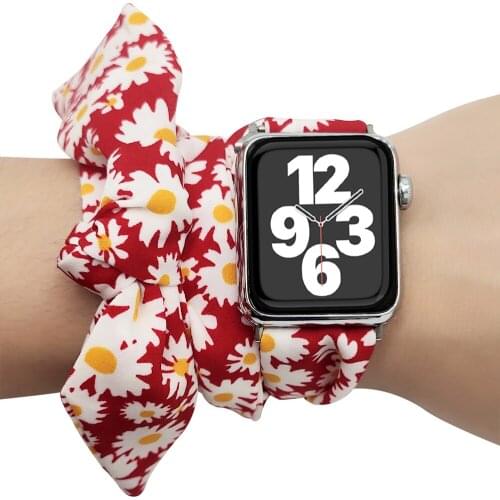 With Apple Watch Bands 42mm 44mm Scarf Band Women Girls Fashion Scarf Replacement Wrist Strap for IWatch SE Series 6 5 4 3 2 1