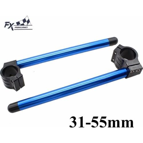 Blue CNC Motorcycle Clip On Ones Clipon 31 33 35 36 37 38 39 41 43 45 46 48 50 51 52 53 54 55mm Handlebar Fork Clamp Handle Bar