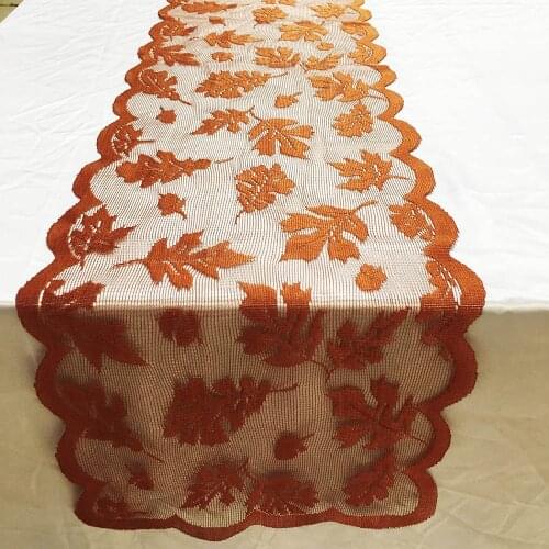 Table Runner Maple Leaf Mesh Cover for Fall Dinner Halloween Thanksgiving Parties Bieznik Na Stol Restaurant Home Table Runner