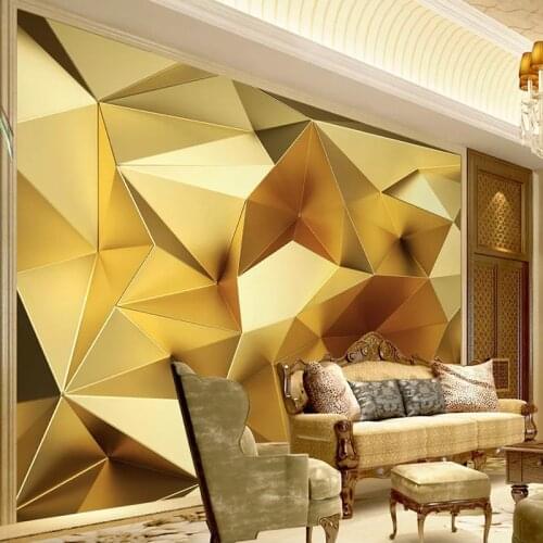 Modern Luxury Golden Geometric Polygon Mural Wallpaper 3D Living Room Bedroom Creative Decor Art Wall Papers For Walls 3D Fresco