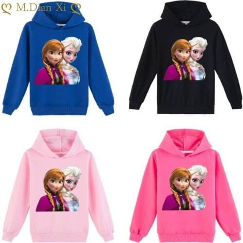 Disney Girls Sweatshirt Autumn Long Sleeve Pure Cotton Cartoon Frozen Childrens Clothes Baby Childrens Hoodie Top