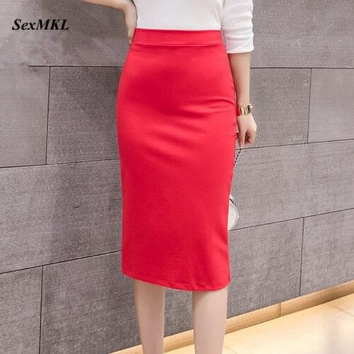 Women Skirt Plus Size 2020 New Arrival Fashion Summer Long Skirt Elegant Black Bodydcon High Waist Red Pencil Skirts Office