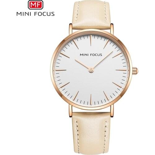 MINI FOCUS Womens Watches 2020 Luxury Simple Classic Quartz Watches Women Ladies Leather Strap Waterproof Wristwatch Girls 0318