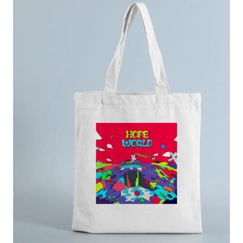 Hope World Graphic Shopping Bags Women Cloth Female Canvas Bag Large Capacity Foldable Eco Grocery Tote Bag Casual Handbag