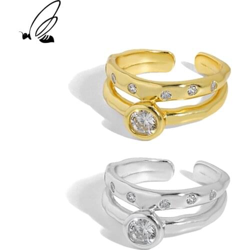 SSTEEL Sterling Silver 925 Korean Minority Design Zirconite Texture Opening Resizable Gifts For Women Ring Party Fine Jewelry
