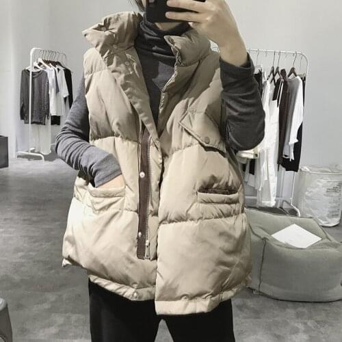 Stand Collar Women Winter Vests 2020 New Short Vest Cotton Padded Jacket Sleeveless Female Winter Waistcoat Vest