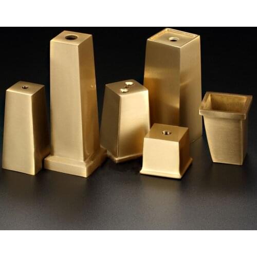 Gold Table Leg Covers Brass Material Square Chair Leg Cups Sofa feet Protector Furniture leg caps