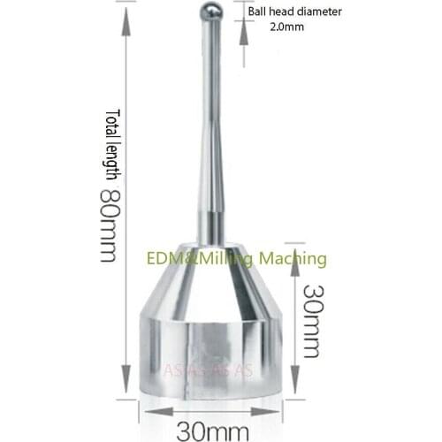 1PC High Quality CNC Sub-Center Ball CMM Touch Probe Stylus Sub-Center Rod Tungsten Steel Ball2.0*80mm DURABLE New