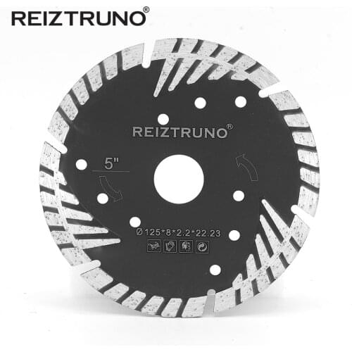 REIZTRUNO 125mm Diamond Turbo Blade 5-Inch Slant Protection Teeth For Stone Concrete Premium Granite Cutting tool Dry or wet use