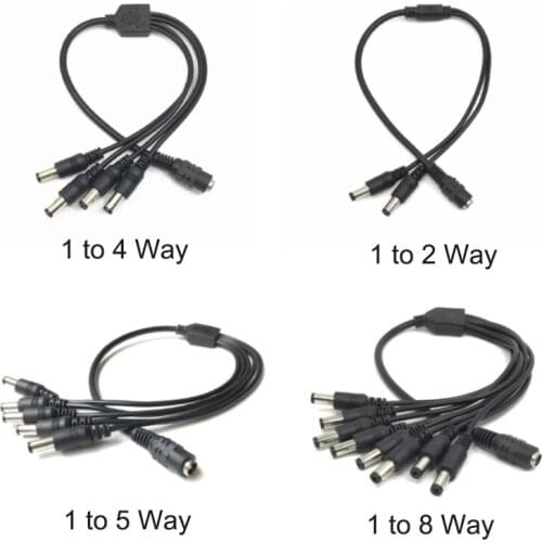 5-22v DC Cable 1 Female To 2 4 5 8 Way Male Power Plug Splitter Cable 2.1*5.5mm Connector CCTV Led Strip