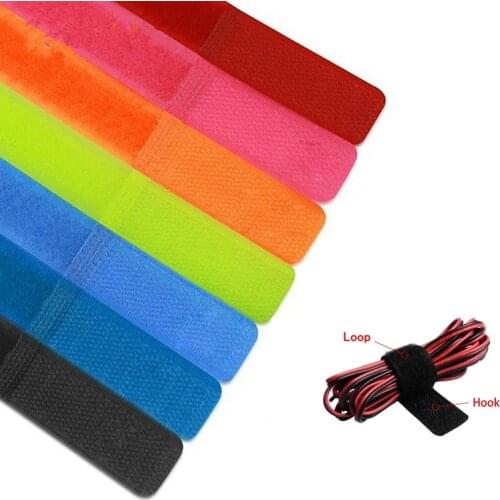 50pcs Nylon Cable Tie Colorful Power Management Wire Hook and Loop Buckled Marker Cable Self-adhesive Belt Holder Strap