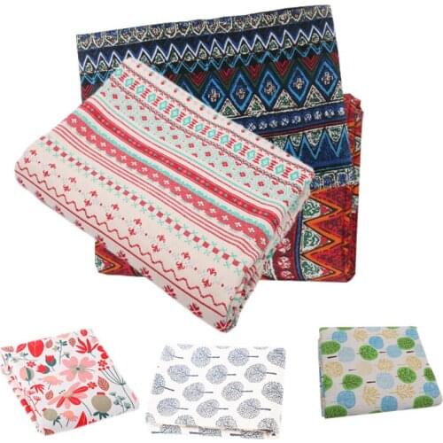 50x75cm Printed Cotton Linen Handwork Cloth For Curtain Tablecloth Cushion Cover DIY Sewing Linen Sofacover Pillowcase Fabric