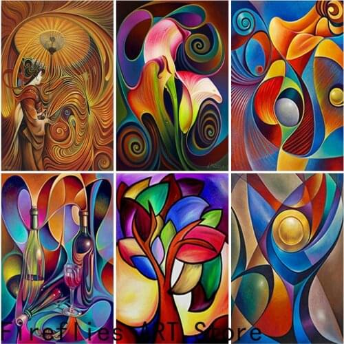 5D Diamond Painting Full Square Round Drill Abstract Colorful of Cross Stitch Kits Diamond Mosaic Diamond Embroidery Home Decor
