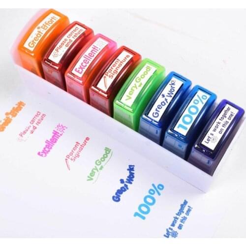 8Pcs/Set Stamps Teacher Reviews Encouraging Words DIY Scrapbooking Craft Tool