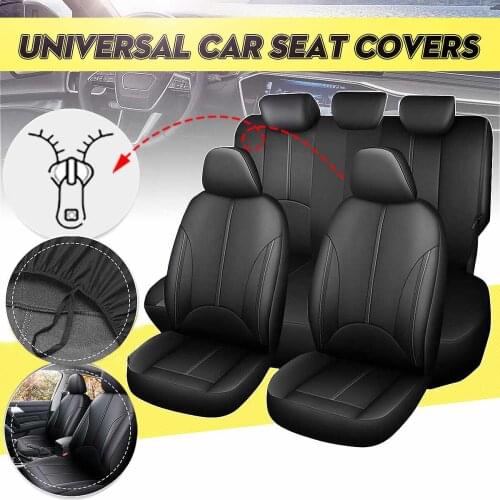 9Pcs Universal Car Seat Cover Full Set 5 Seater Front Rear Seat Cushion PU Leather Waterproof Anti Wear Protector Cushion Cover