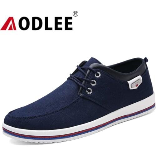 AODLEE Fashion Mens Shoes Casual Plus Size 39-47 Men Sneakers Lace up Men Canvas Casual Shoes Handmade Moccasins Shoes for Men